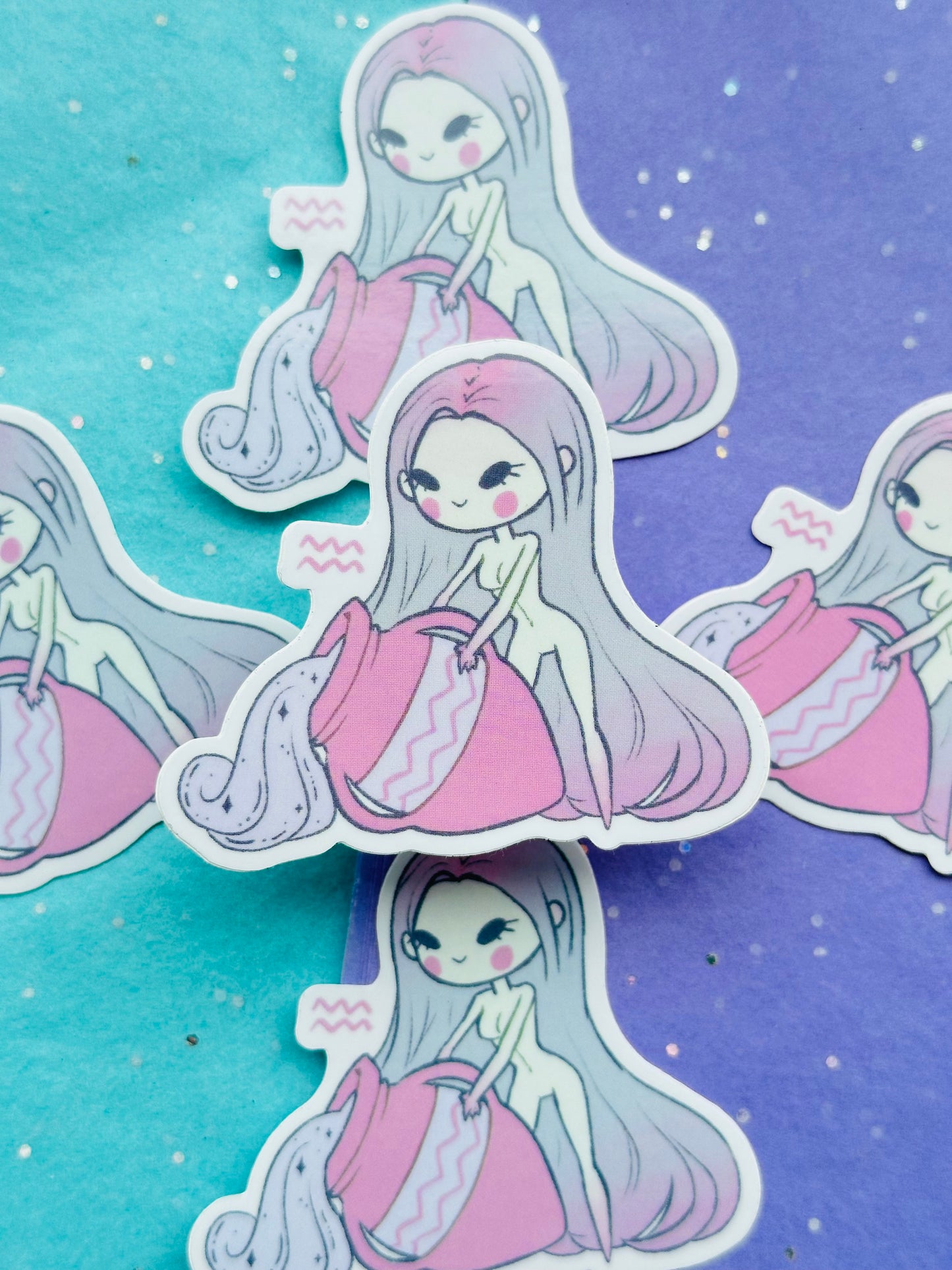 Aquarius sticker | 2.5 in. | glossy finish | vinyl sticker | waterproof sticker | zodiac sticker | waterproof sticker