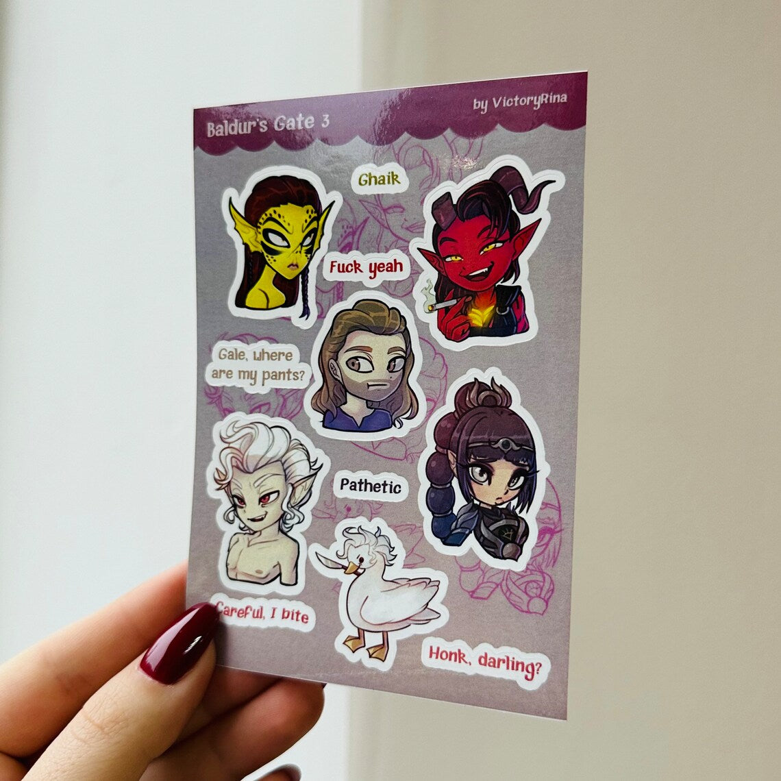 A6 4*6 in. BG3 vinyl sticker sheet | waterproof stickers | DND