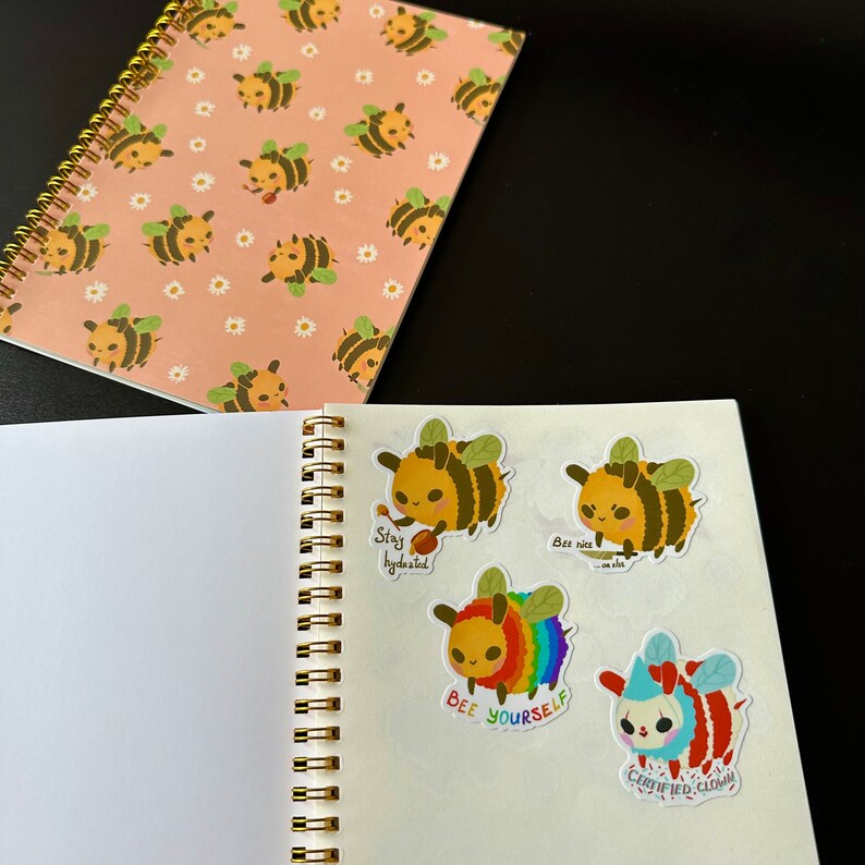 A5 Cute Bees Reusable Sticker Book | 50 pages | Sticker Album | Empty Sticker Book