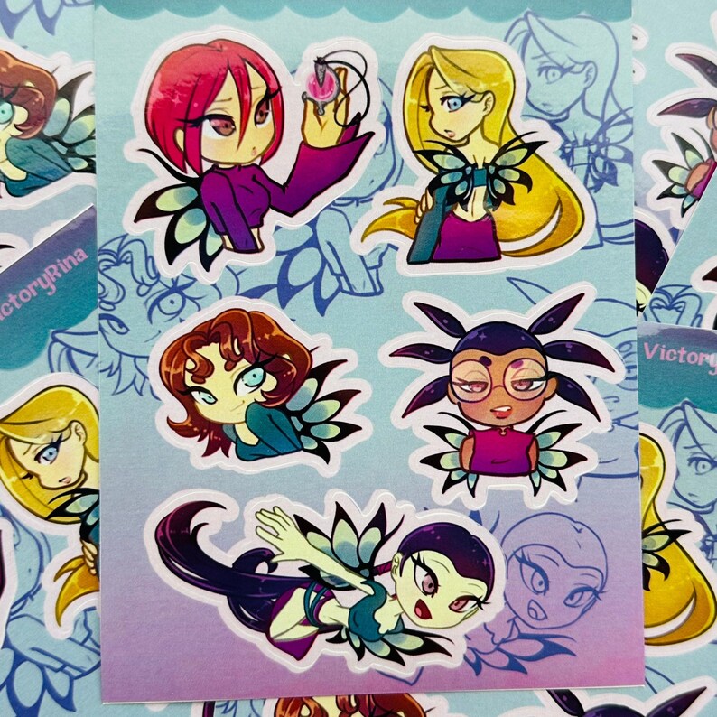 A6 4*6 in. Magic Girls guardians vinyl sticker sheet | waterproof stickers
