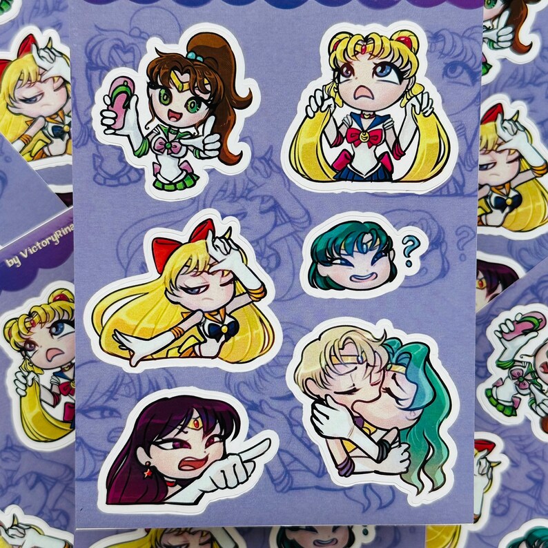 A6 4*6 in. Moon guardians vinyl sticker sheet | waterproof stickers