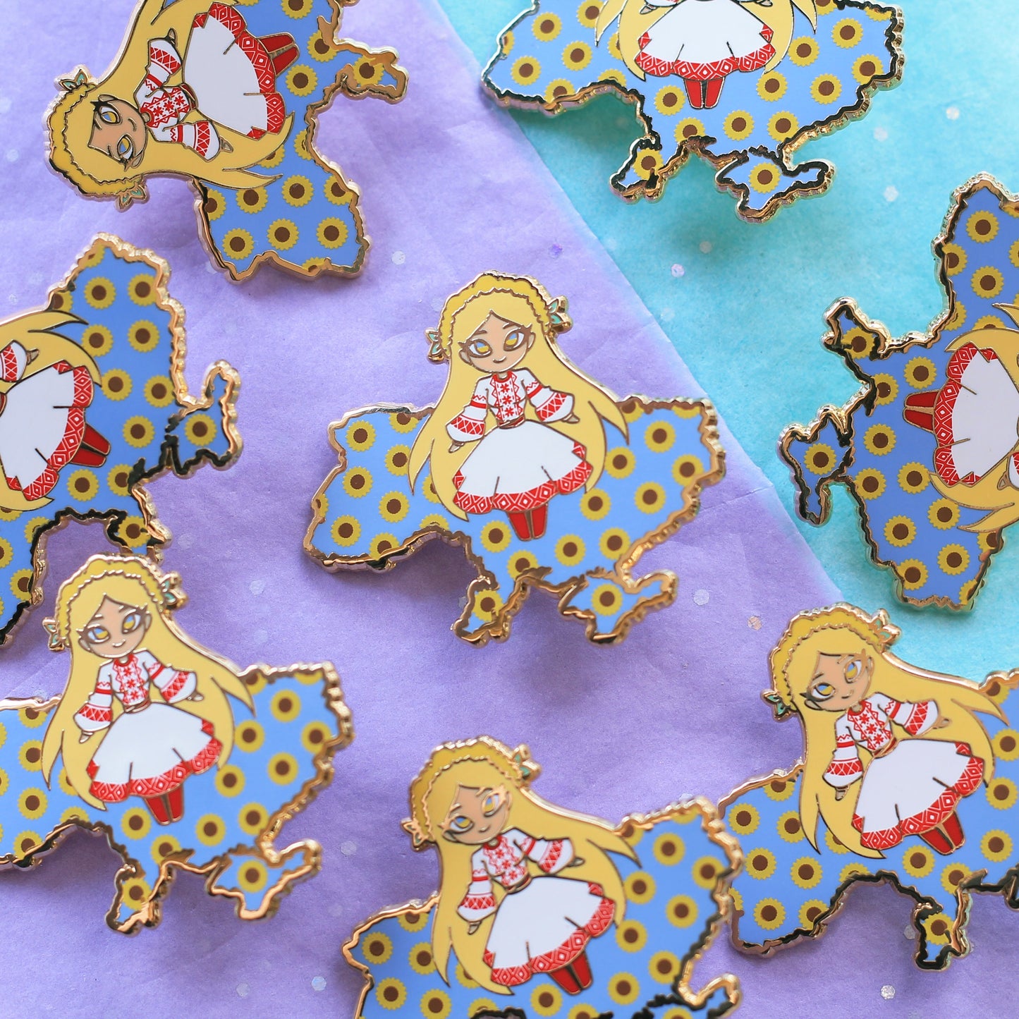 Ukraine pin | Ukrainian girl enamel pin | Stand with Ukraine | charity pin
