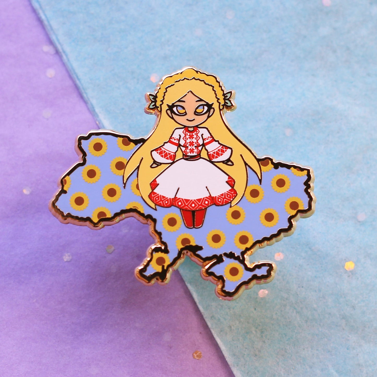 Ukraine pin | Ukrainian girl enamel pin | Stand with Ukraine | charity pin