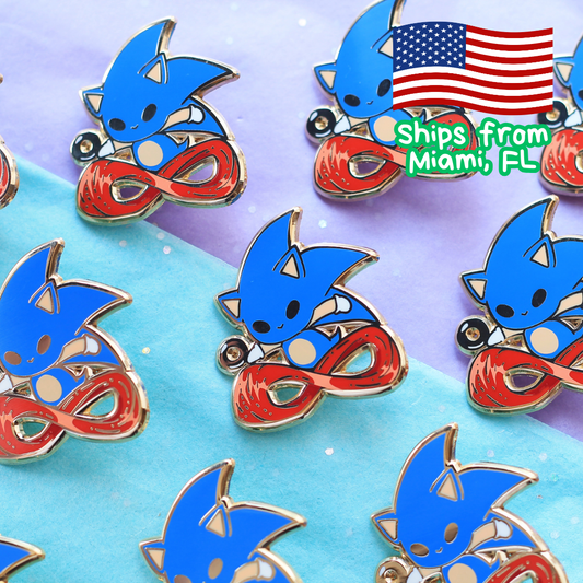 Blue hedgehog enamel pin | 1.5 in. | Perfect Gift for Anime & Video Game Lovers | Anime Fans Gift