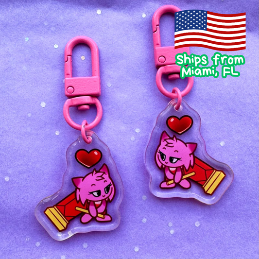 Rose Hedgehog Sonic Keychain – Cute Acrylic Anime Gift | Ships from Miami, USA