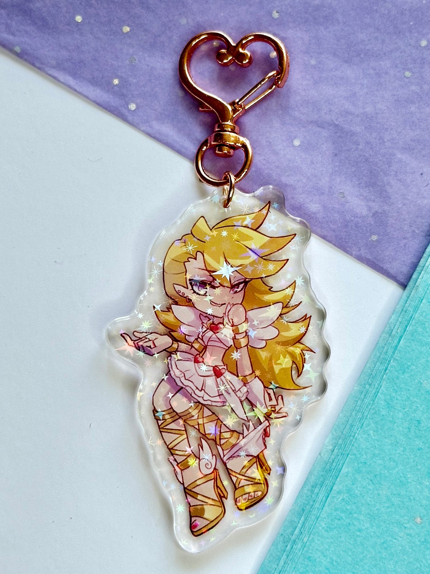 Panty Anime Acrylic Keychain | Double-Sided Glitter Charm | Anime Ita Bag Accessory | Cute Anime Gift | Sparkle Keychain
