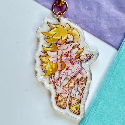 Panty Anime Acrylic Keychain | Double-Sided Glitter Charm | Anime Ita Bag Accessory | Cute Anime Gift | Sparkle Keychain
