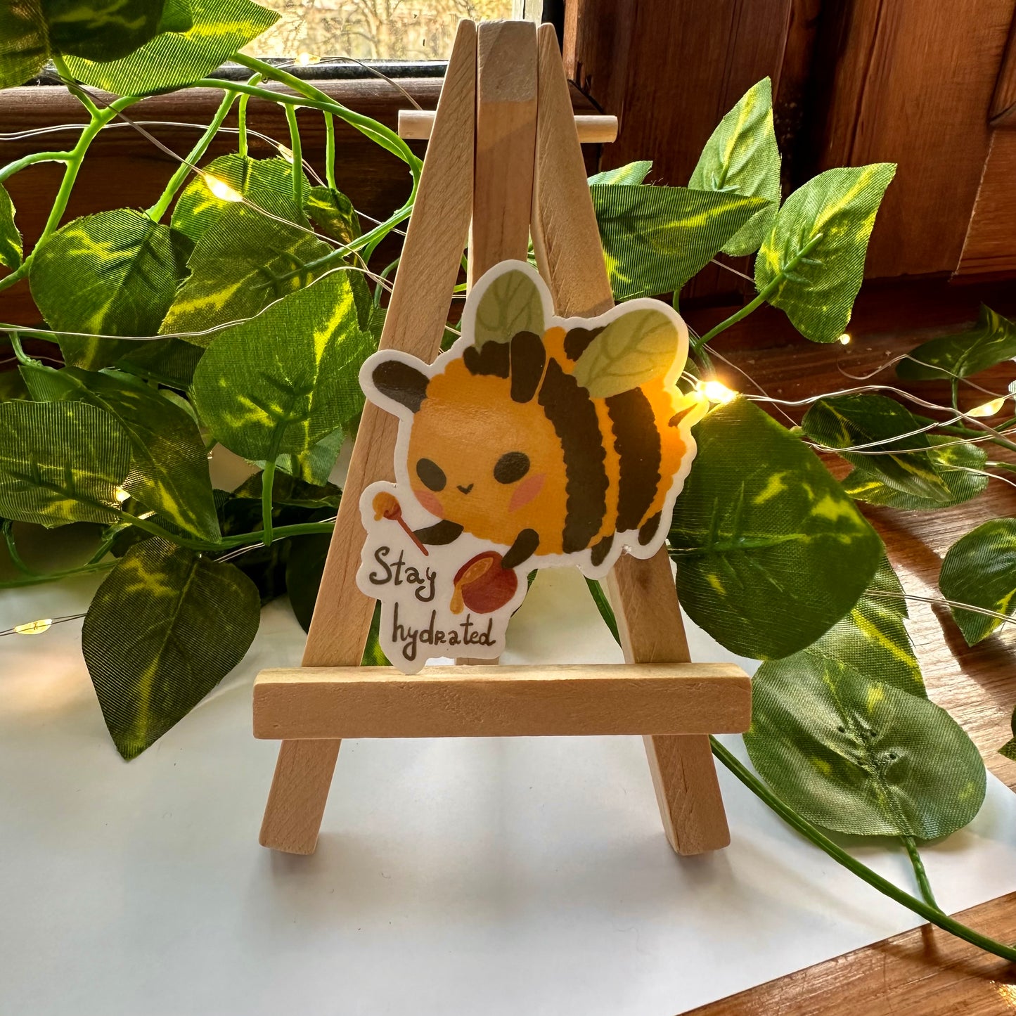 Cute Bee Sticker | stay hydrated sticker | Waterproof Die Cut Sticker