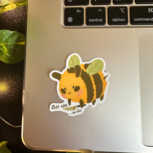 Bee nice Sticker | bee with knife sticker | funny sticker