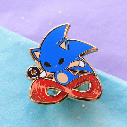 Blue hedgehog enamel pin