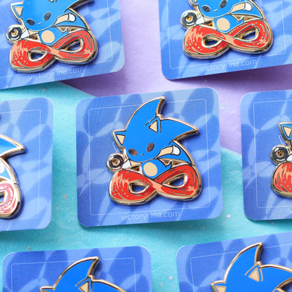 Blue hedgehog enamel pin