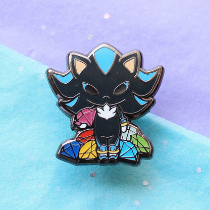 B Grade | Very dark hedgehog enamel pin | GLOW IN DARK effect