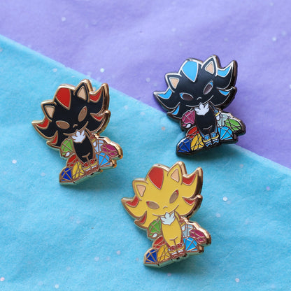 B Grade | Very dark hedgehog enamel pin | GLOW IN DARK effect