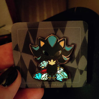 B Grade | Very dark hedgehog enamel pin | GLOW IN DARK effect