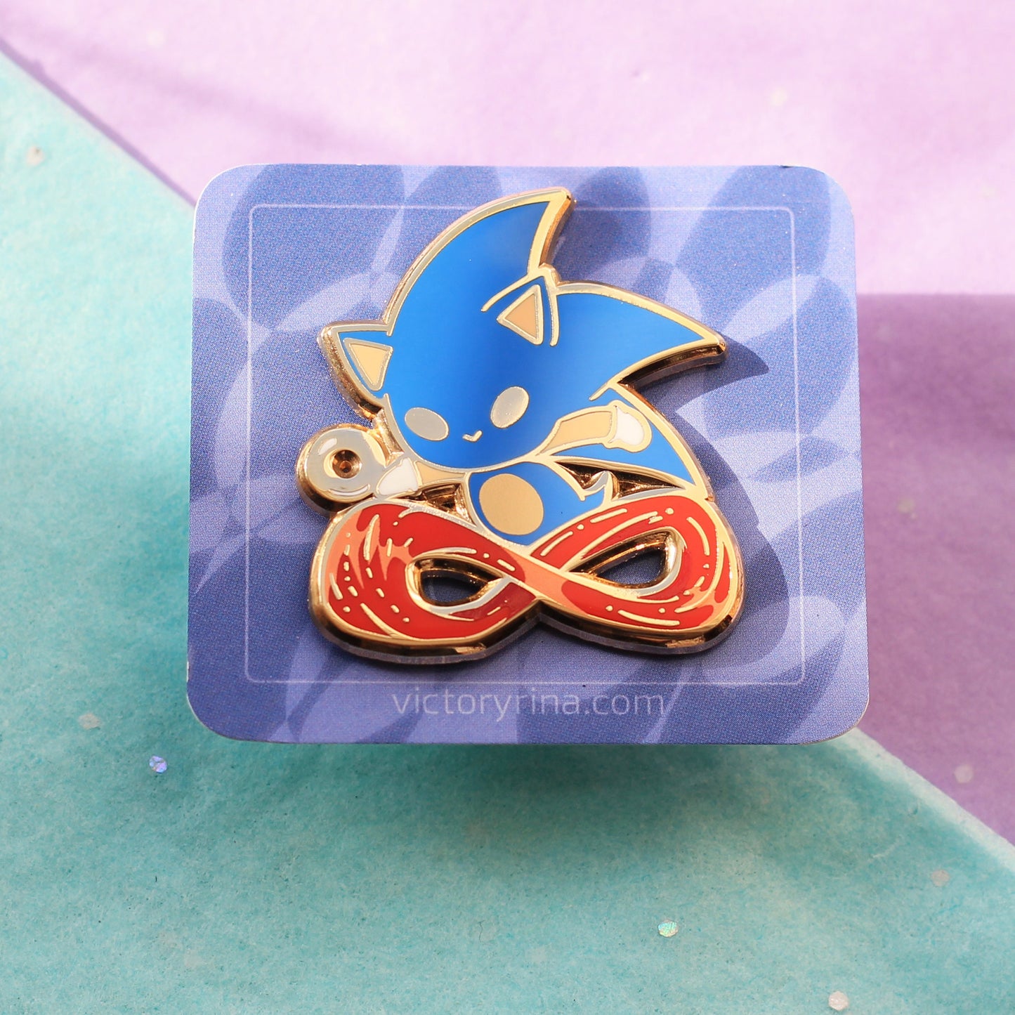 Blue hedgehog enamel pin