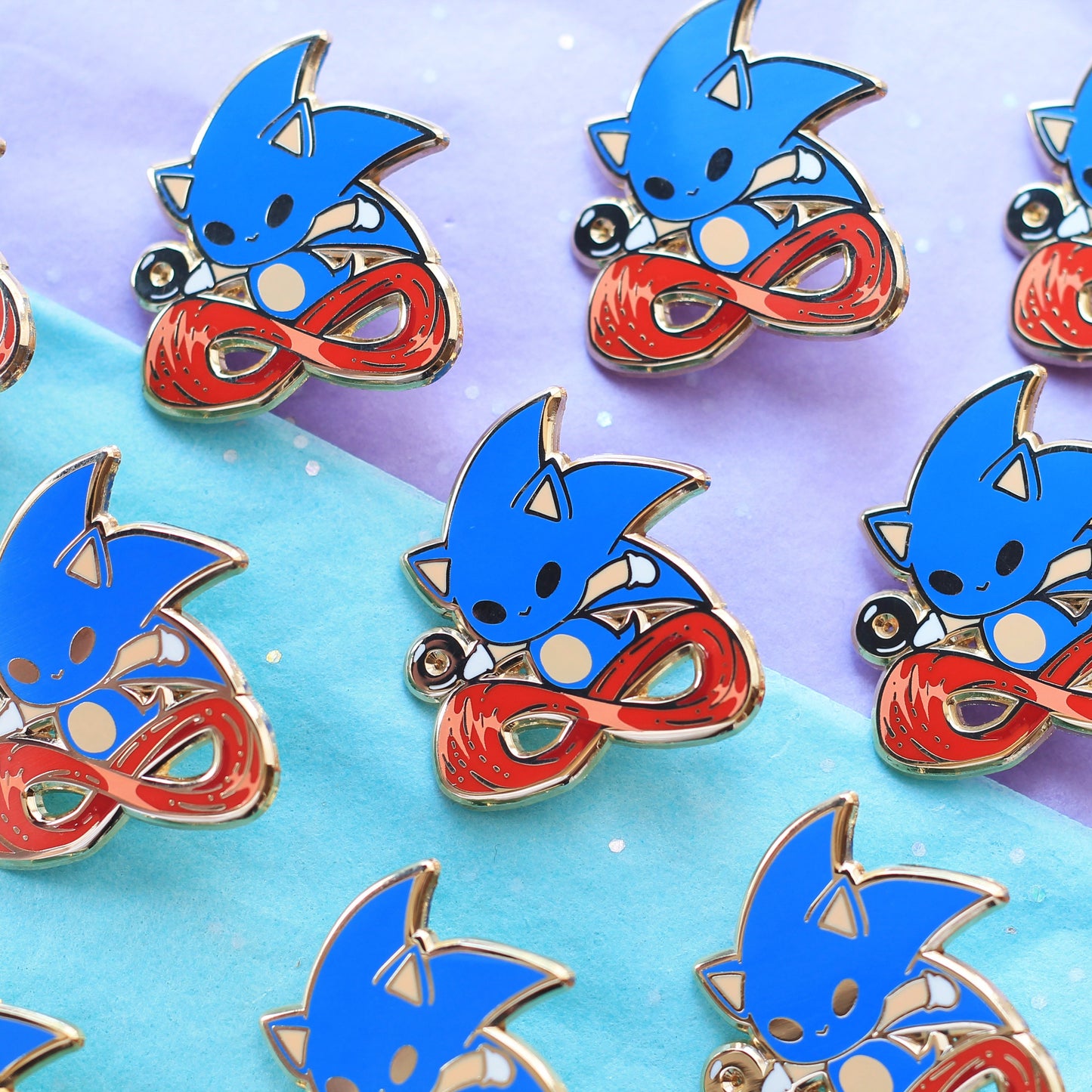 Blue hedgehog enamel pin