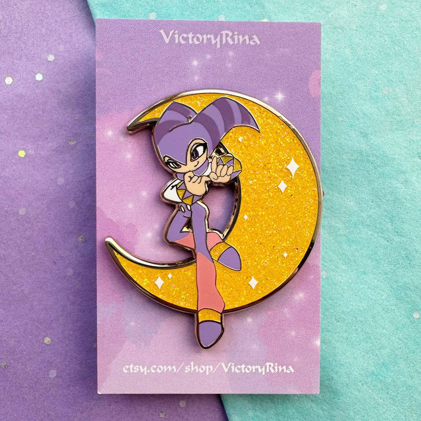 B GRADE Night moon glitter enamel pin | halloween enamel pin